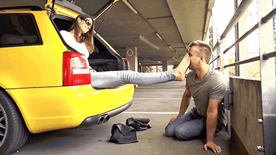 Boot Licking And Nylon Smelling In The Parking Garage