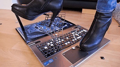 Crushing The Slave’s Laptop Under My Arse And Heels