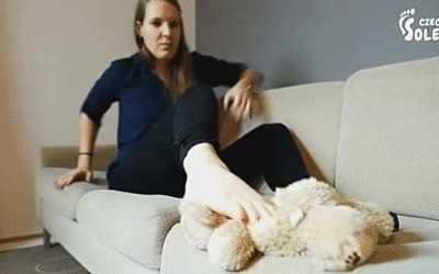 Foot Smothering And Trampling Helpless Teddy Bear